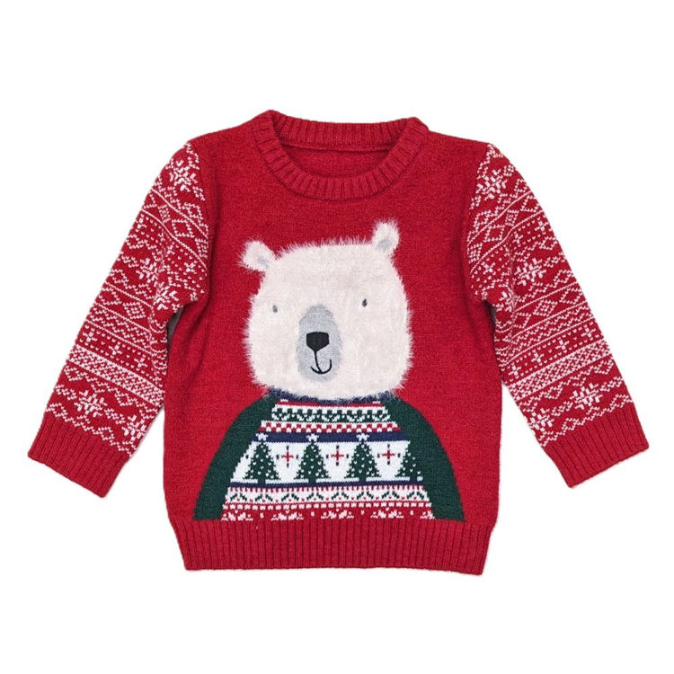 Picture of NX756 CHILDREN SOFT CHRISTMAS BEAR JUMPER 1-7 YEARS